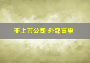 非上市公司 外部董事